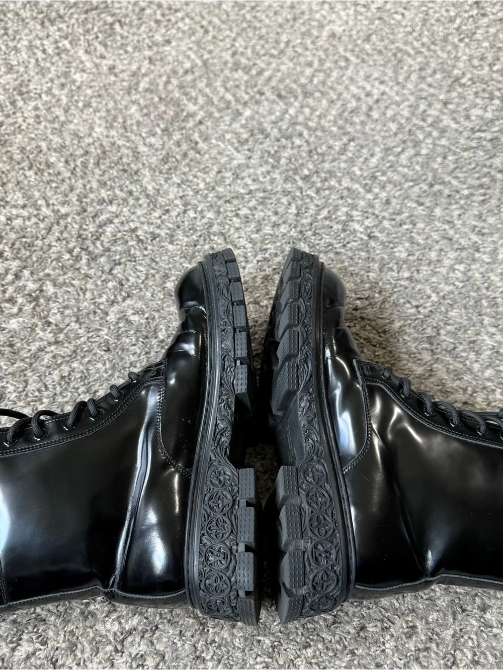 Louis Vuitton black patent leather boots 41 men’s 8 women’s 9.5 READ
